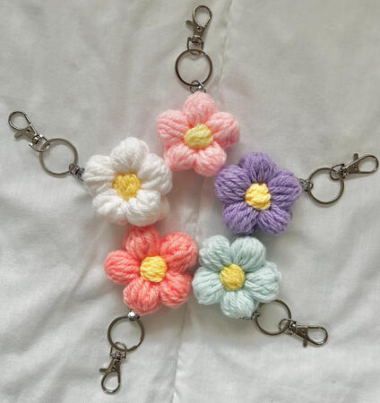 Puff Flower Keychains
